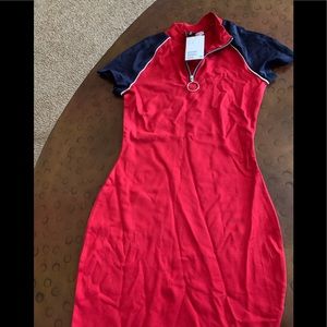 H&M HM cute dress size 4 Red bkue zip up